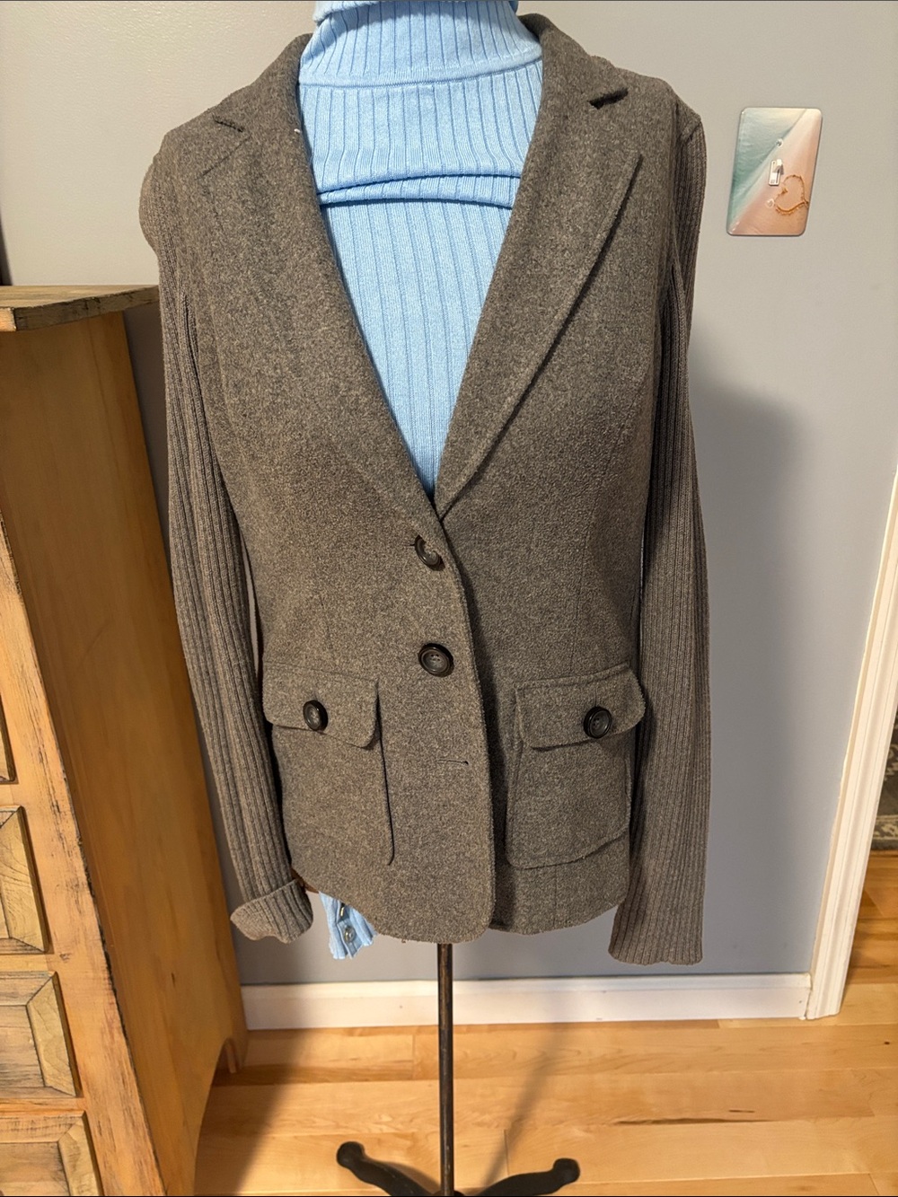CABi Vintage #119 Gray Knit Blazer Jacket